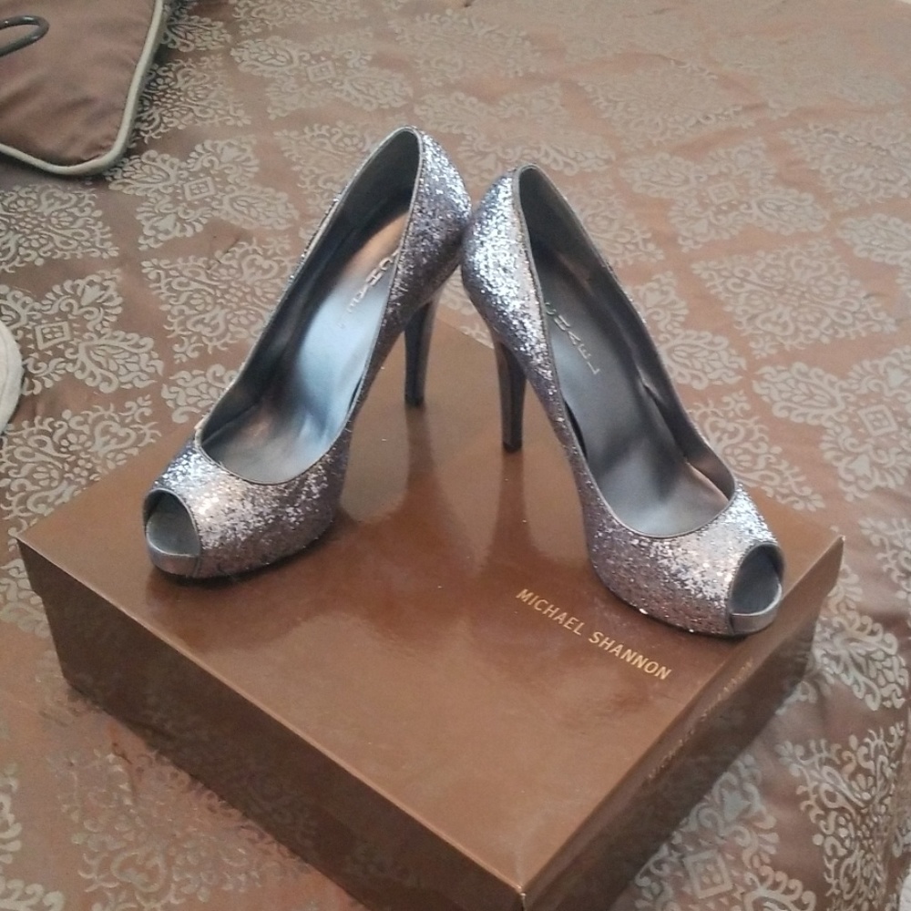Silver Michael Shannon Peeptoe Heel